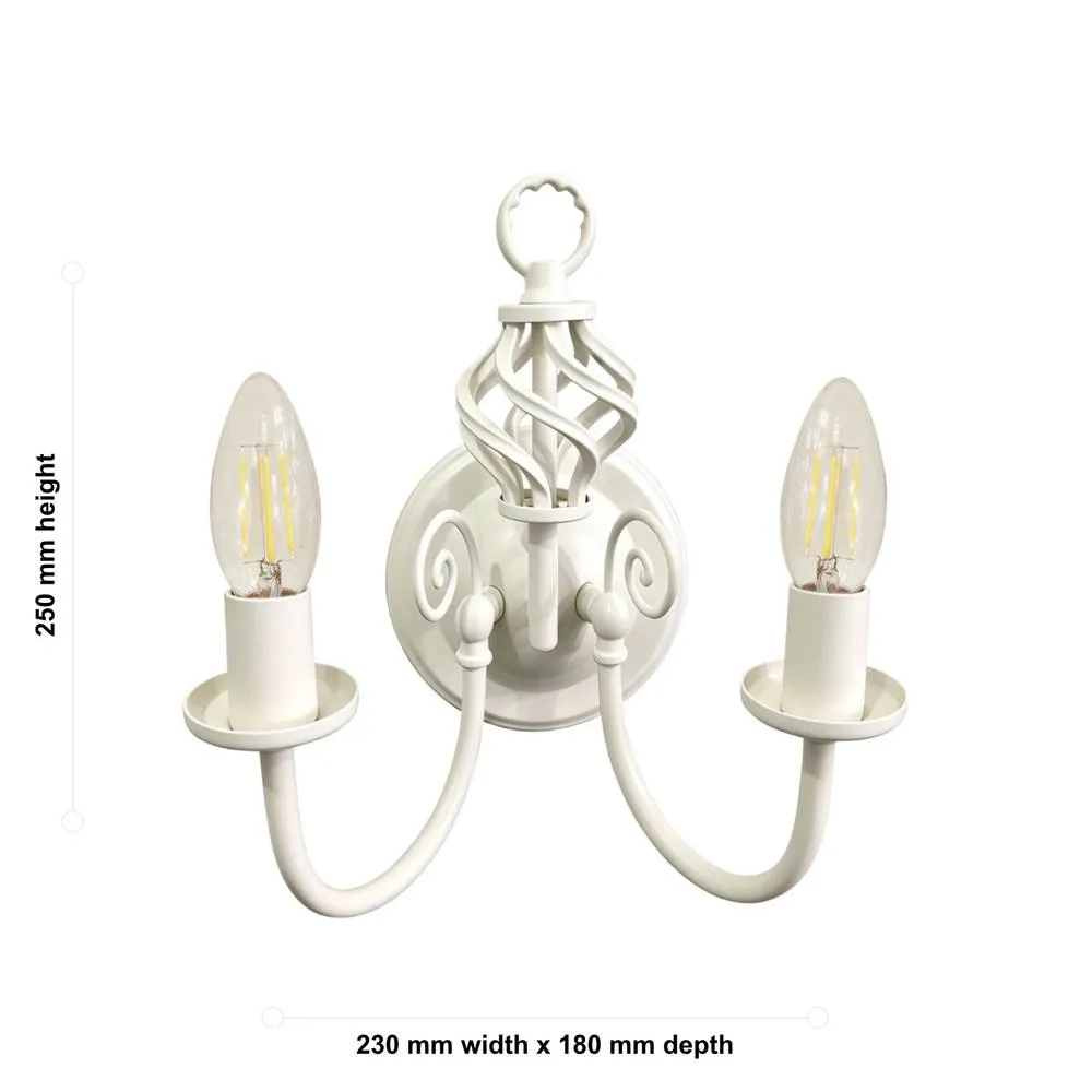 First Choice Lighting Set of 2 Barley Twist - Cream Wall Lights 5