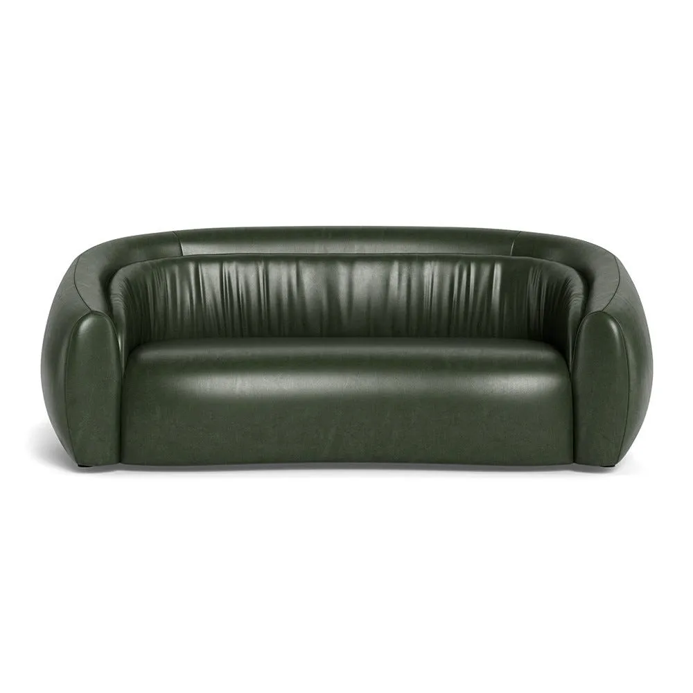 Heal's Flora 3 Seater Sofa Stonewash Leather Vintage Green 1