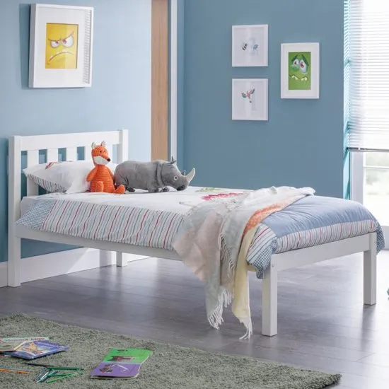 Luna Wooden Single Bed In Surf White