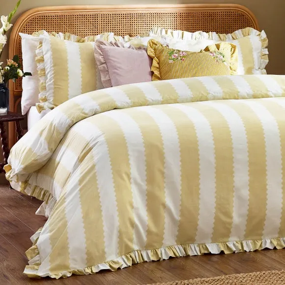 Furn. Birdie Stripe Polycotton Duvet Cover & Pillowcase Set 3