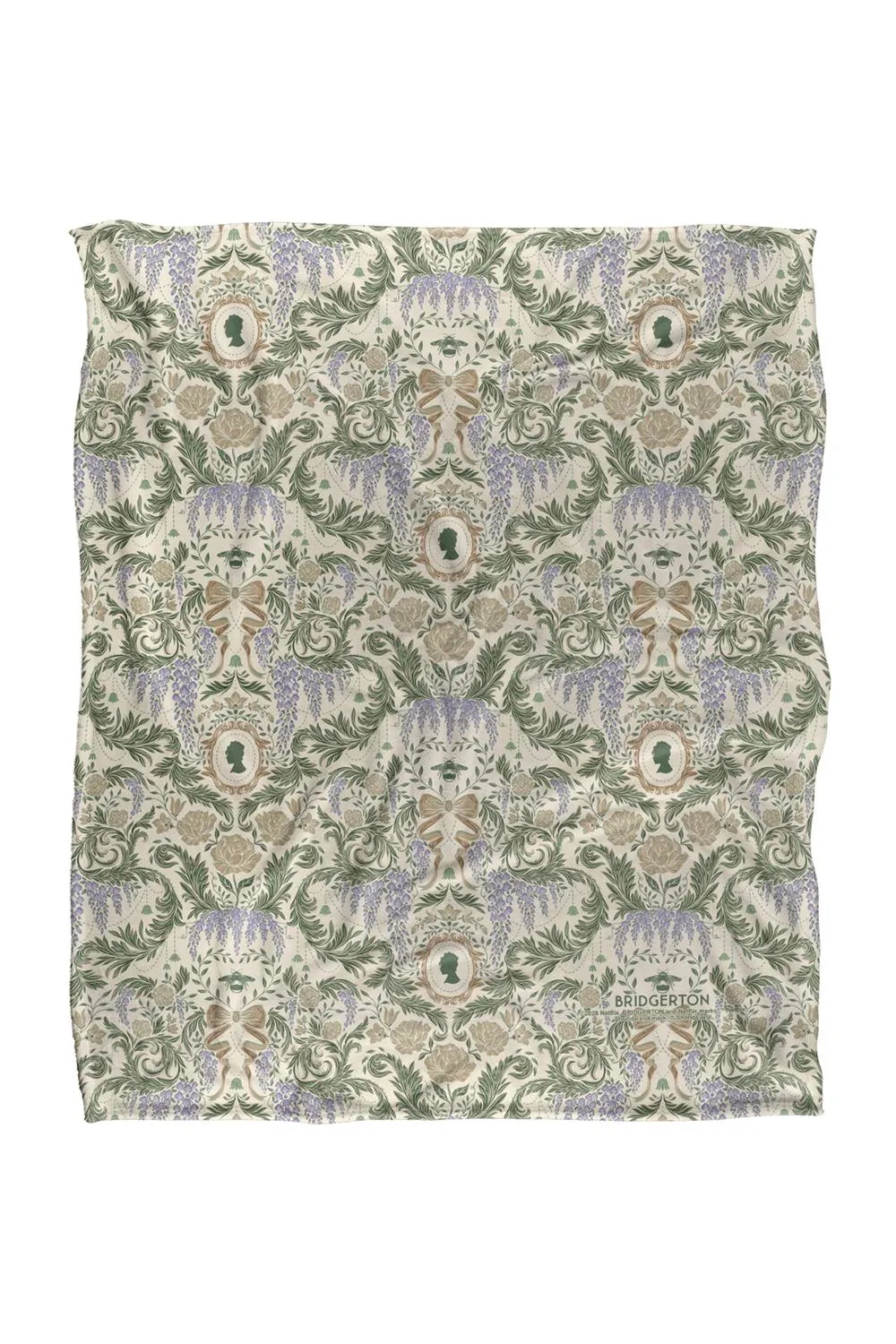 Netflix Bridgerton Damask Pattern Silky Touch Soft Throw Blanket 152 X 127 Cm