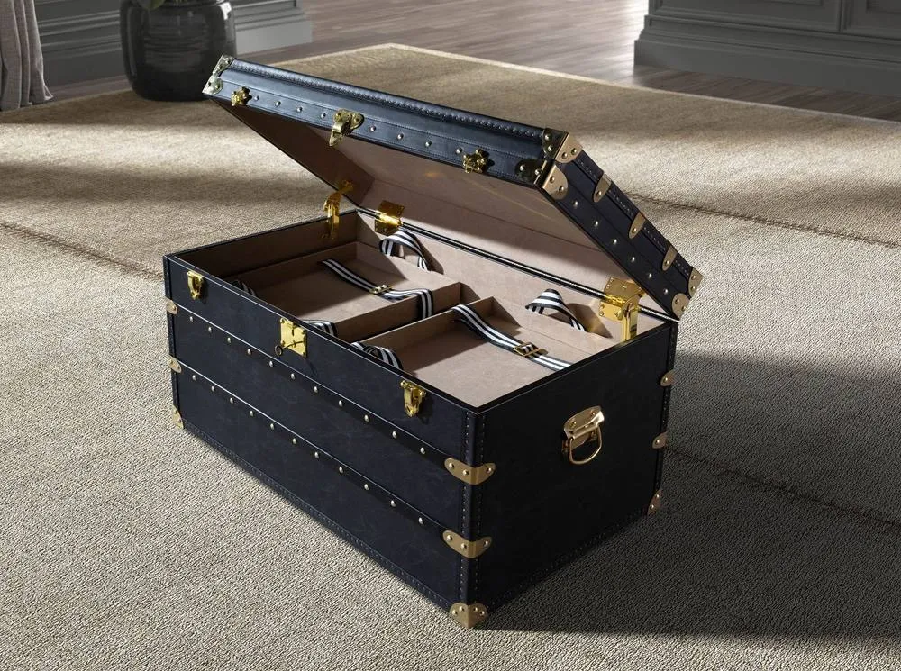 Angel Cerda Black Cowhide Leather Storage Trunk, 93x54x50 cm 5