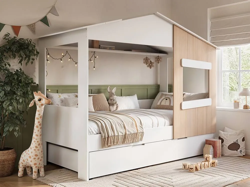 Flair Dreamland House Bed with Trundle in White 2