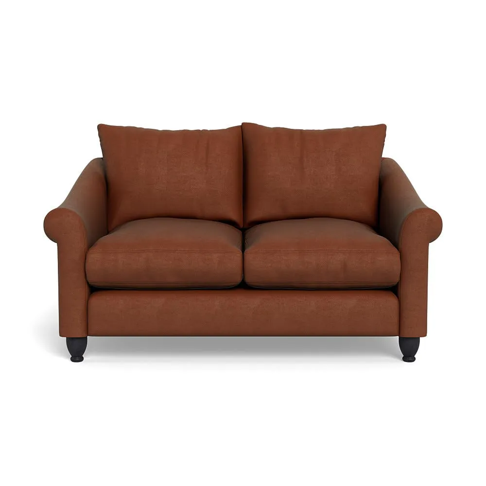 Heal's Devon 2 Seater Sofa Smart Luxe Velvet Tawny Black Feet