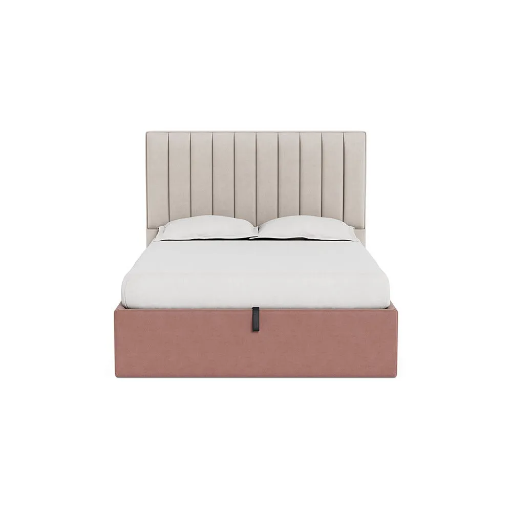 Heal's Lift Storage Divan King Smart Luxe Velvet Dusky Pink Natural Feet 1