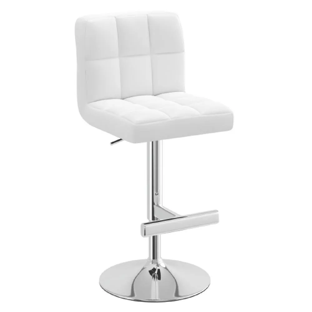 netfurniture Cuborn White Padded Bar Stool Padded Height Adjustable