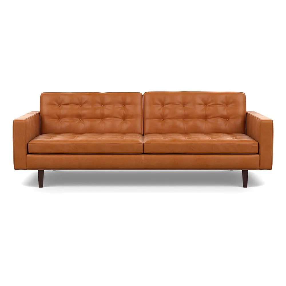 Heal's Hepburn 4 Seater Daino Leather Treacle 002 Wenge Black Feet