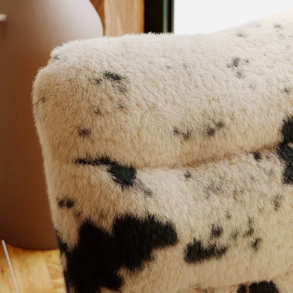Zaley Cow Print Faux Fur Swivel Chair 3