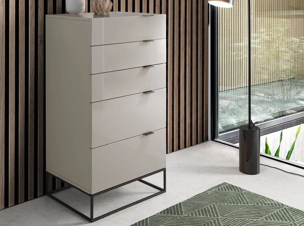 Angel Cerda Chiffonier Grey MDF with Black Steel Legs 5 Drawers 3