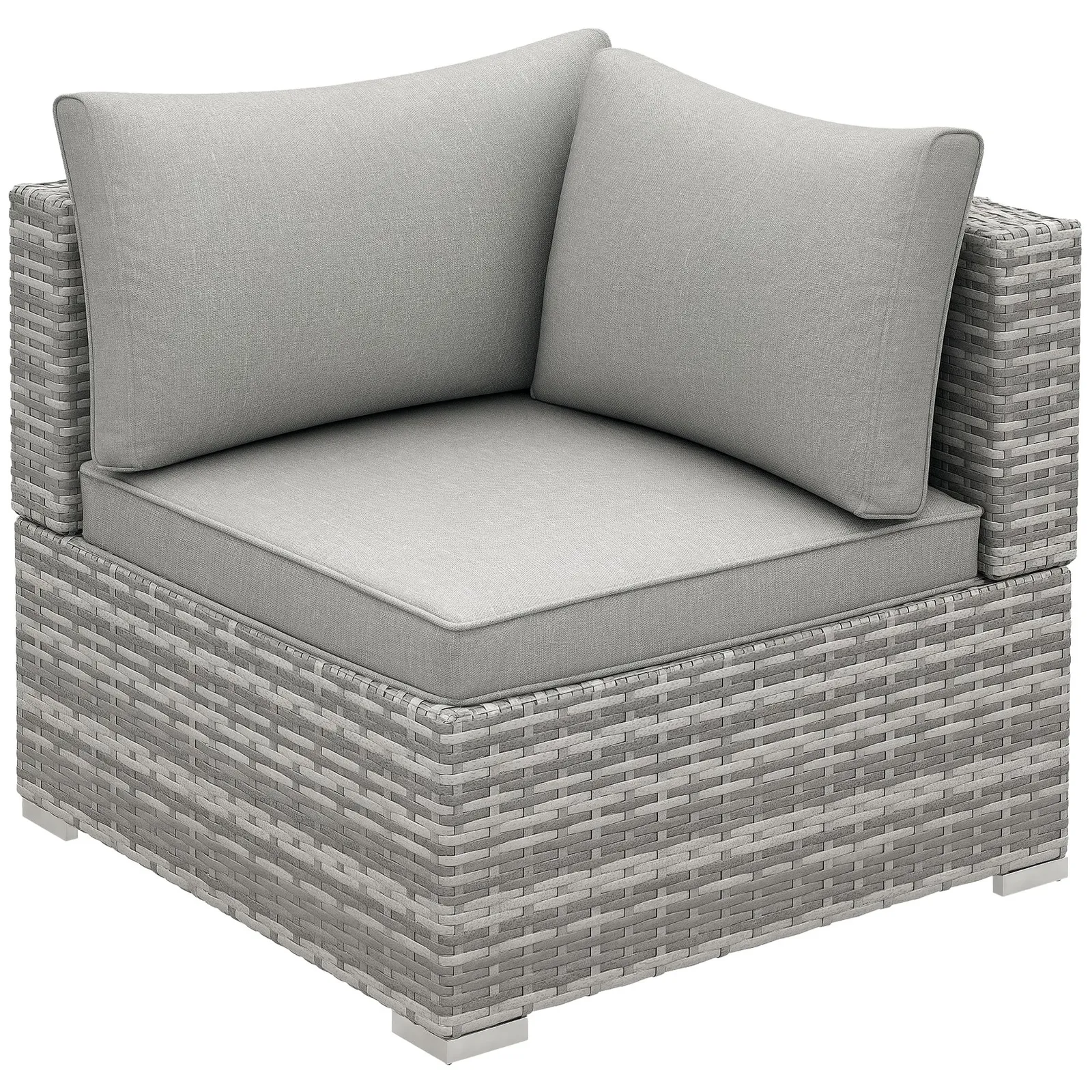 OUTSUNNY Outdoor Garden Furniture Rattan Single Middle Sofa w/ Cushions in Grey 2