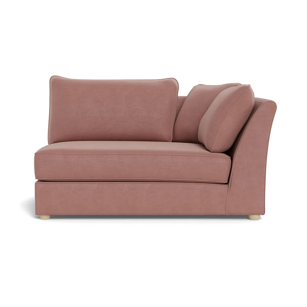 Heal's Tailor Large Curved Right Hand Facing Corner Unit Smart Luxe Velvet Dusky Pink Natural Beech Feet