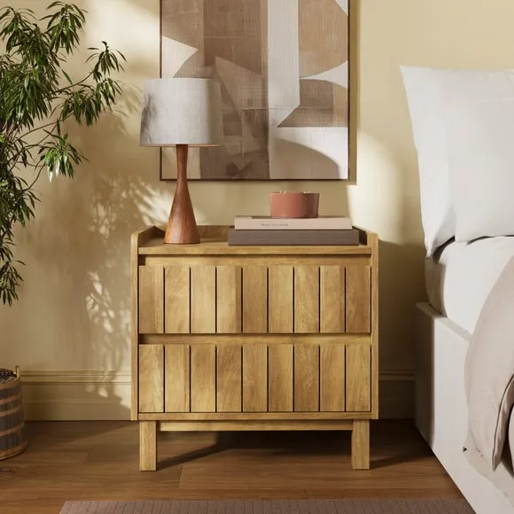 Humphrey 2 Drawer Bedside, Mango Wood Effect