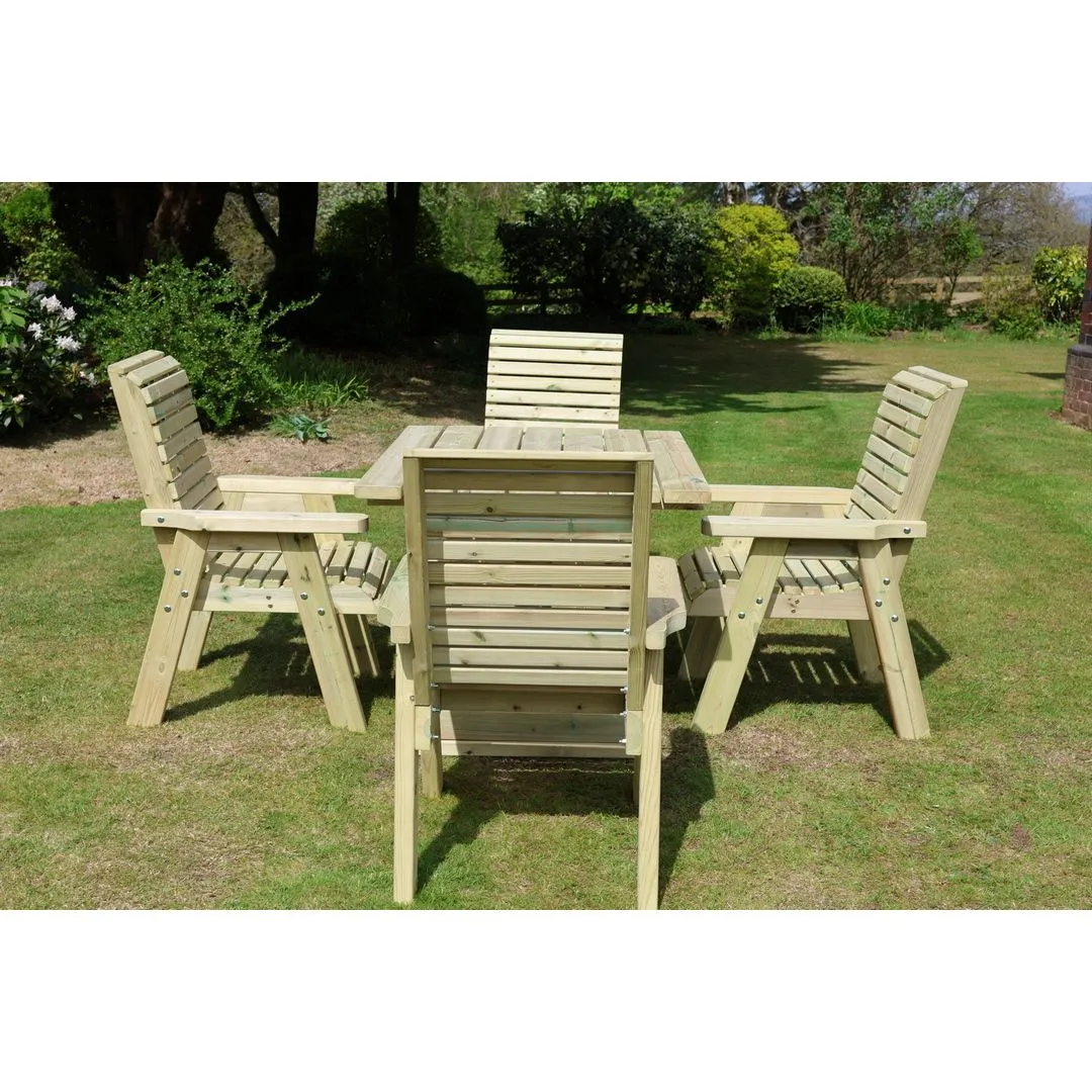 Churnet Valley Garden Furniture Ltd Ergo Dining Set w/ Table & Chairs - Sits 4 - Min. Assembly Required in Brown 4