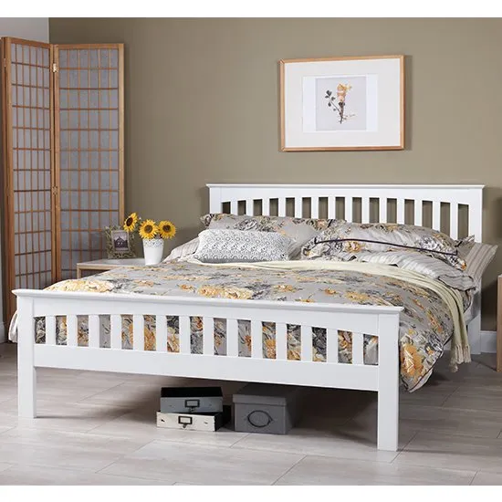 Amelia Hevea Wooden Double Bed In Opal White