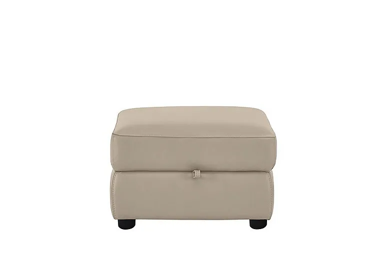 Echo Leather Storage Footstool - BV Pebble