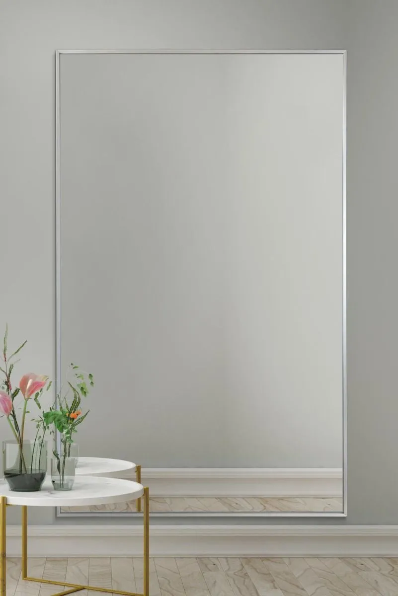 MirrorOutlet Silver Aluminium Edged Wall Leaner Mirror 68" X 43" (174 X 110CM) 2