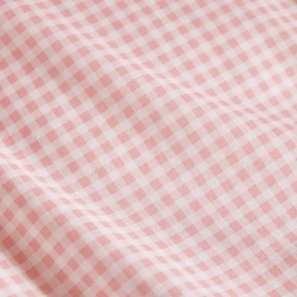 Pink Gingham Frill Quilt Cover and Pillowcase Set 4