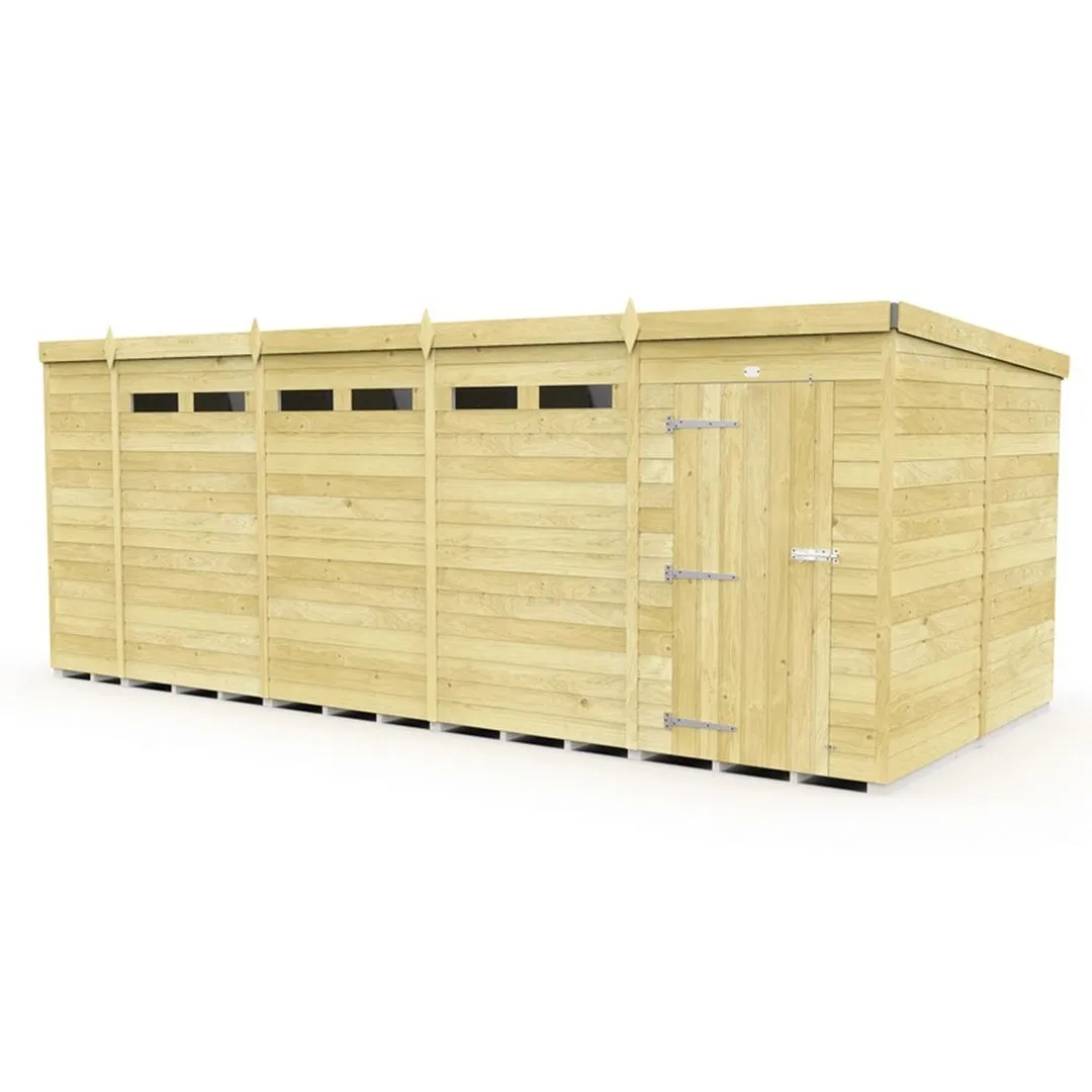 Buttercup Farm 19 x 8 Feet Pent Security Shed - Single Door - L231 x W560 x H201 cm in Brown