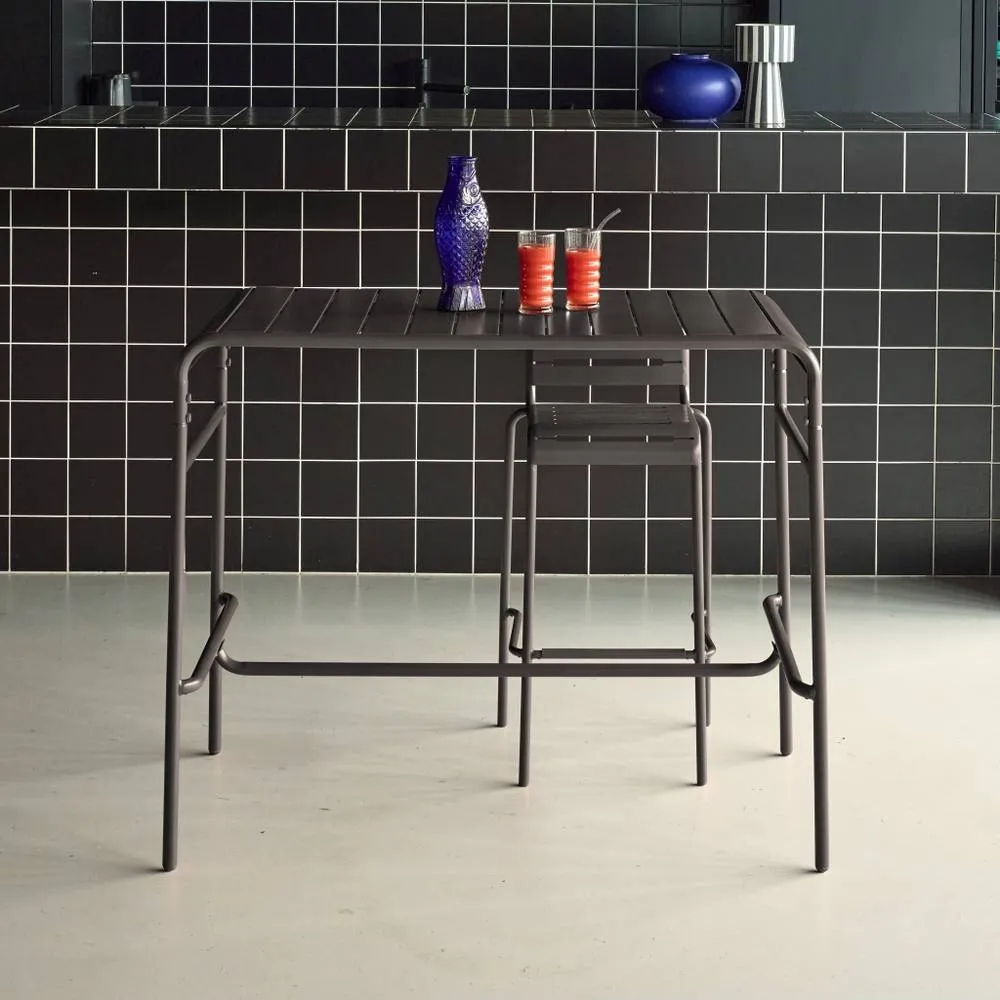 sweeek 4-seater Metal Garden Bar Table in Dark Grey 3