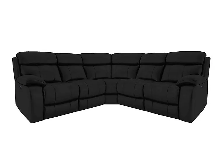 Moreno Leather Power Recliner Corner Sofa with Power Headrests - Classic Black