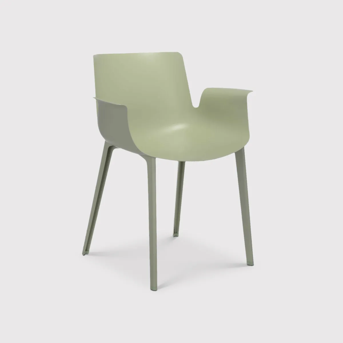 Kartell Piuma Dining Chair With Arms, Green Plastic | Barker & Stonehouse