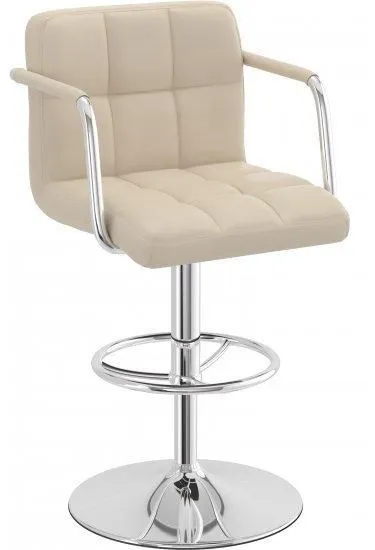 netfurniture Prime Cream Height Adjustable Bar Chair Stool Arms