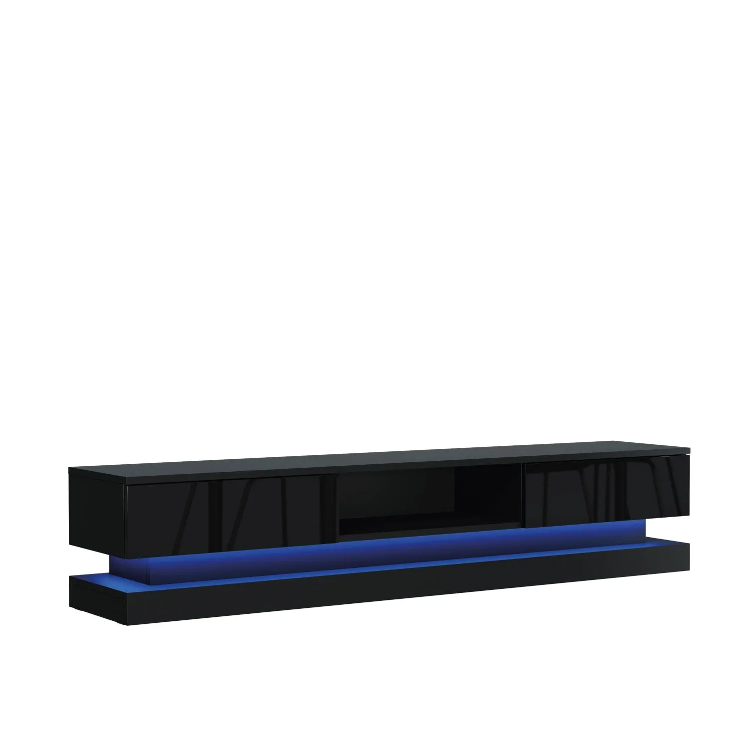 Creative Furniture Bloom TV Unit 180cm - A Functional & Contemporary Cabinet with Gloss Doors & LED Lights in Black 4