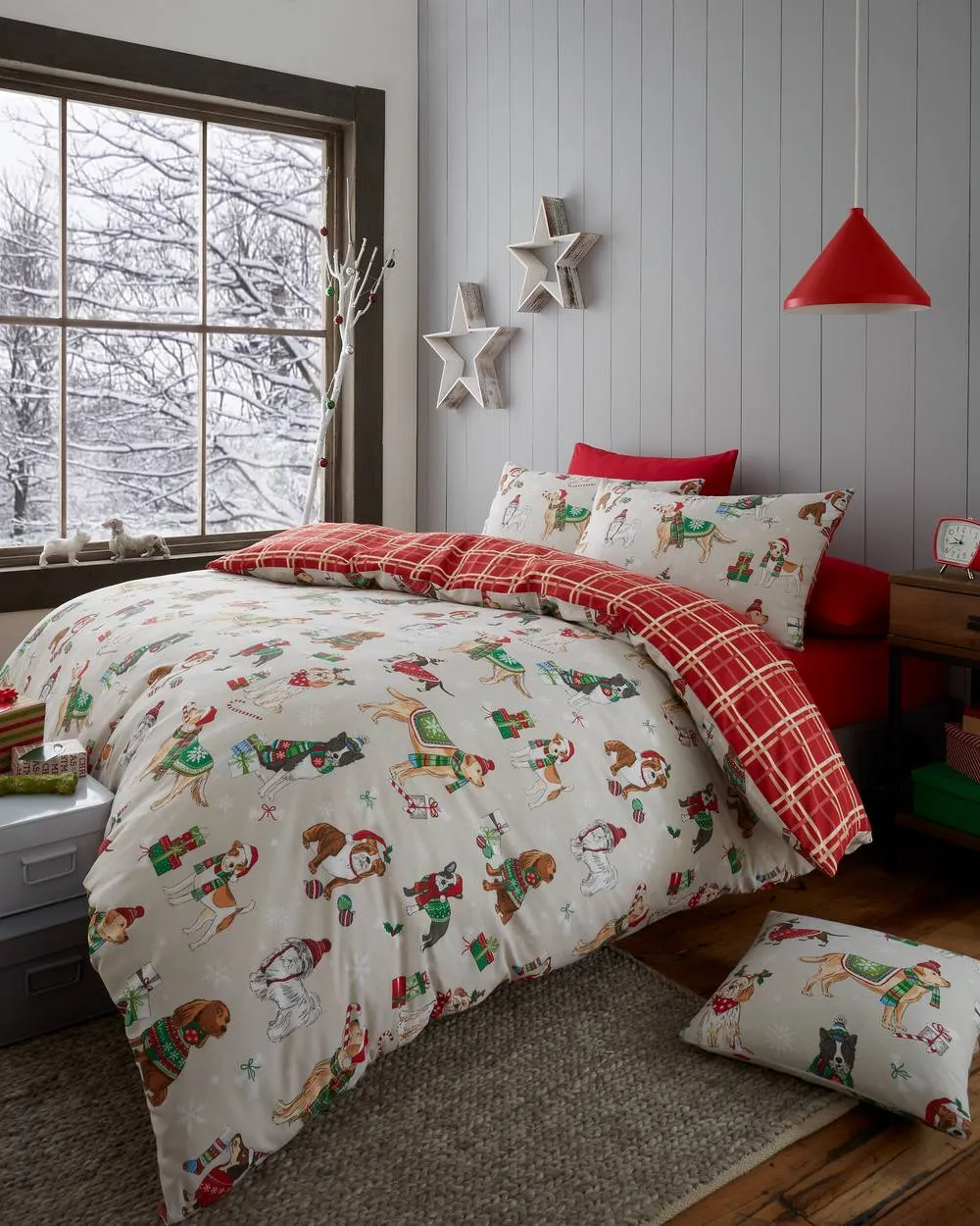 Portfolio Home Christmas Dogs Duvet Cover Set in Brown