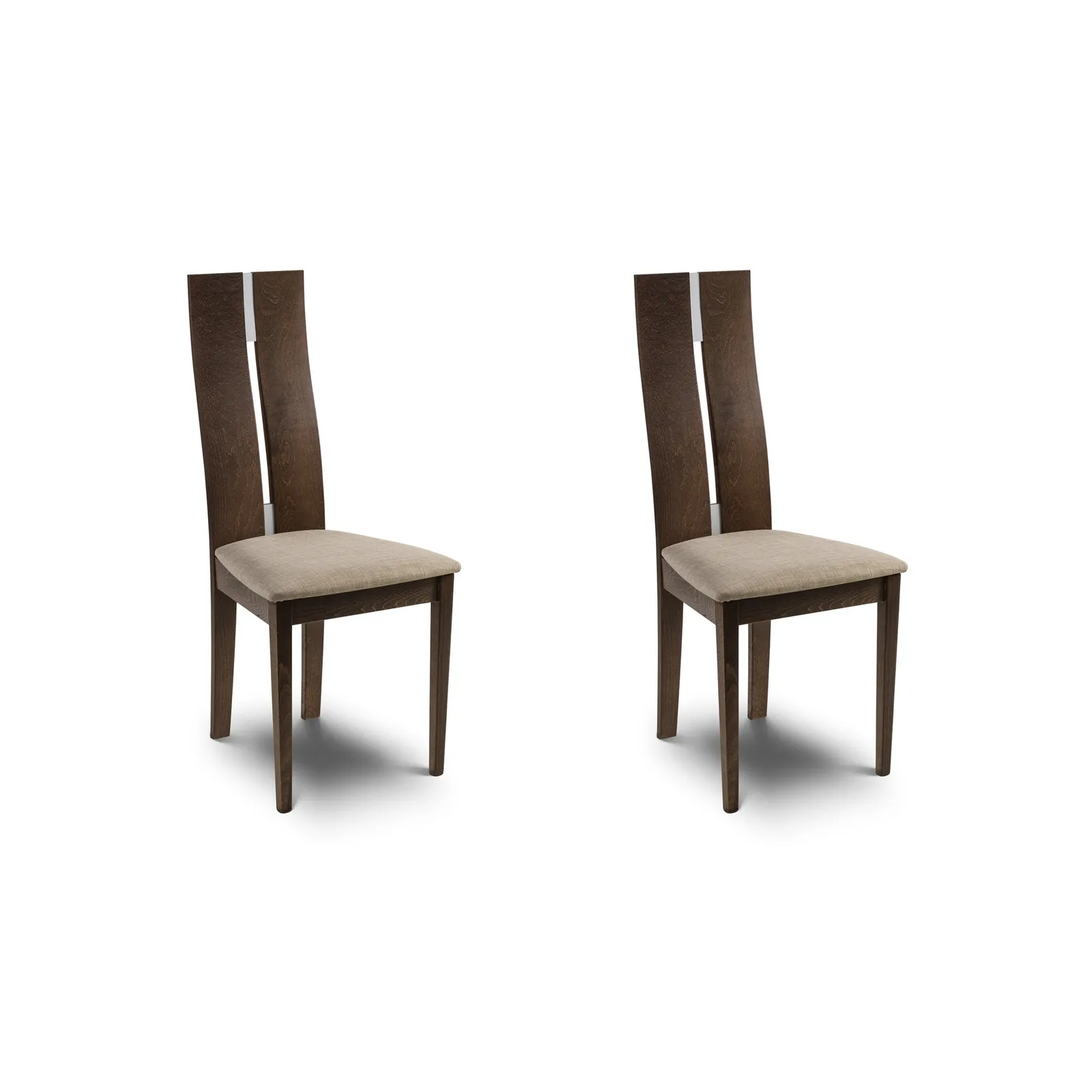 Cayman Set of 2 Dining Chairs Walnut Wood (Brown)