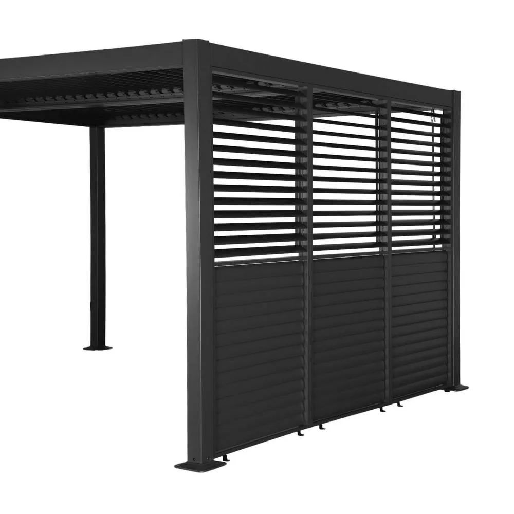 sweeek Louvered pergola 4x3m + 3 100 cm adjustable slat louver panels in Dark Grey 3