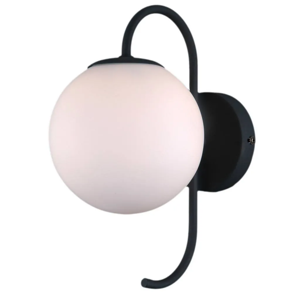 Netlighting Industrial & Retro Wall Lamp Black 1 Light with White Shade G9 2