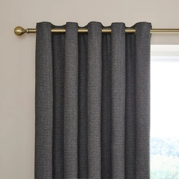 Herringbone Chenille Eyelet Curtains 1