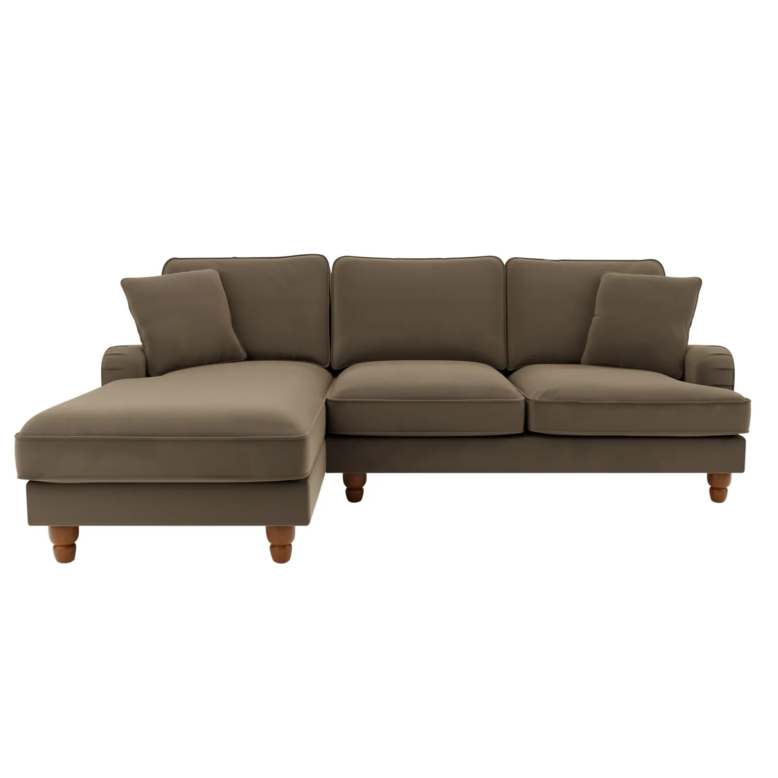 Beatrice Velvet Left Hand Corner Sofa Brown