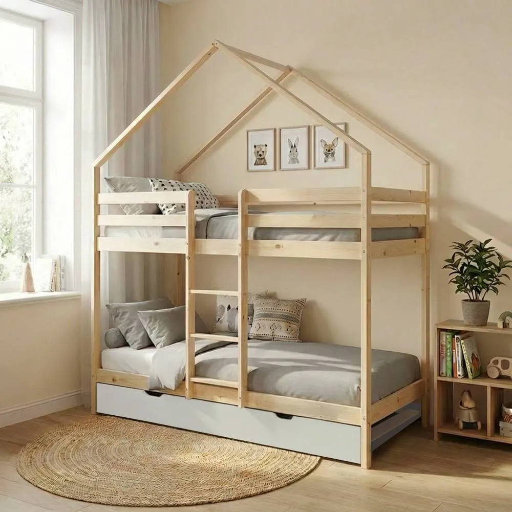 sweeek Children's bunk bed 90 x 190 cm natural pine with pull-out bed 3