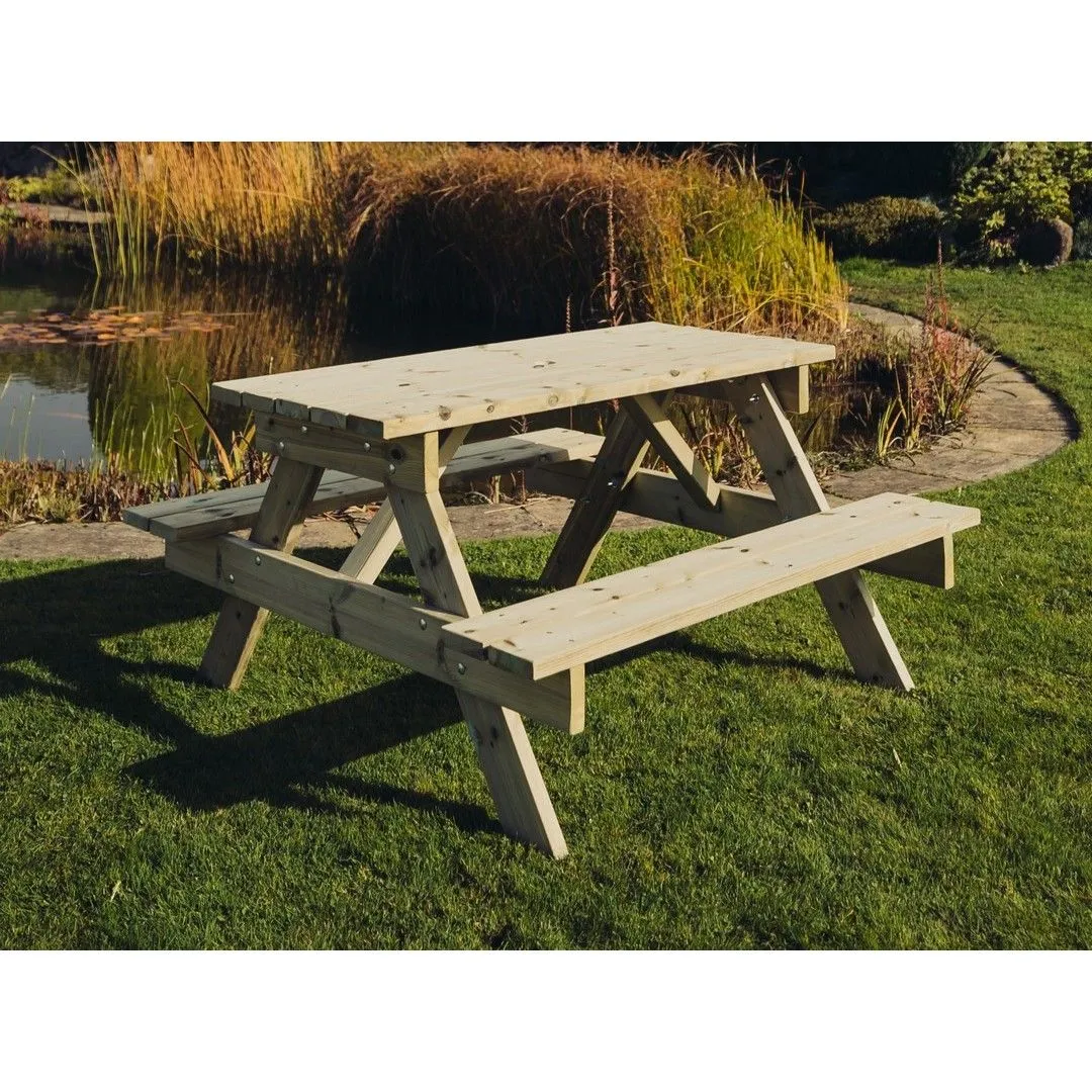 Churnet Valley Garden Furniture Ltd Picnic Table - L139.5 x W143.5 x H76 cm - Partially Assembled in Brown 6