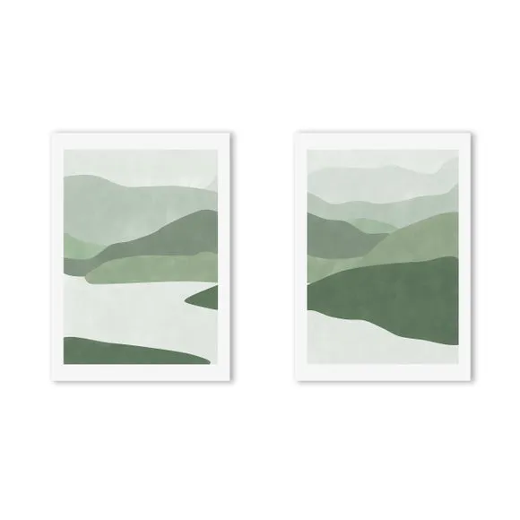 East End Prints Set of 2 Green Landscape Prints 2