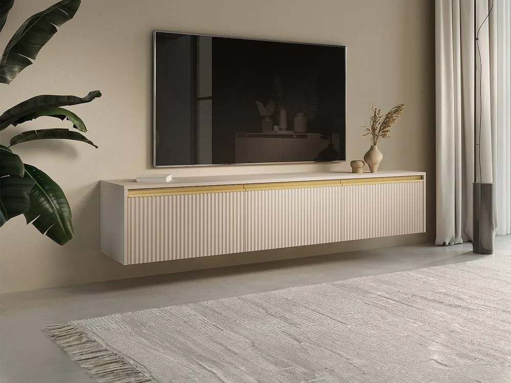 Vente-unique Wall - Mounted Or Freestanding TV Unit With 3 Doors In MDF - Beige and
