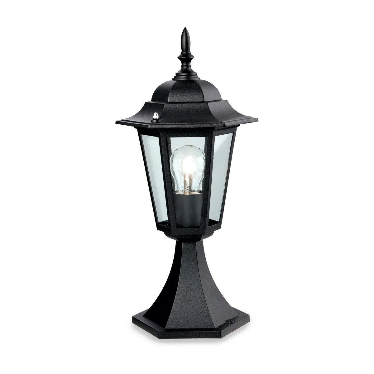 Netlighting 1 Light 6 Panel Lantern Pillar Black IP43 E27