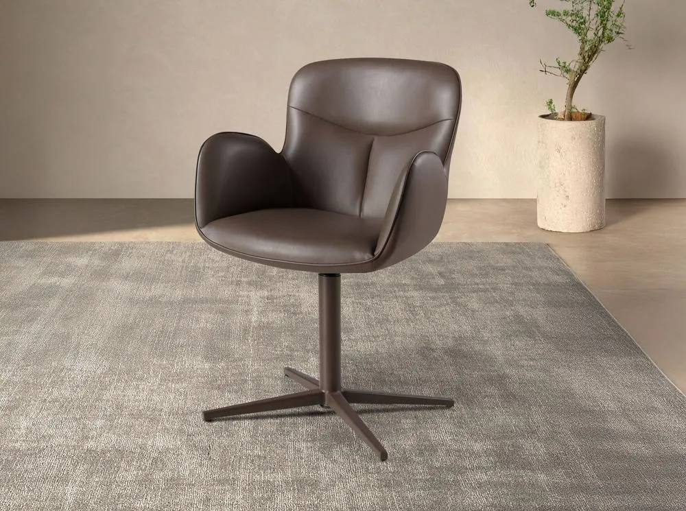 Angel Cerda Swivel Dining Chair in Chocolate Brown Leatherette 3