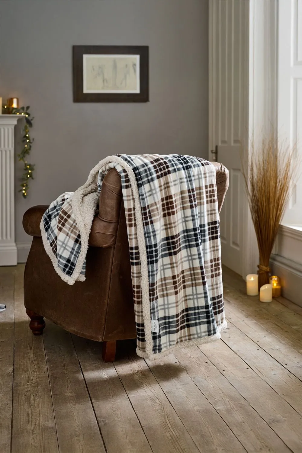 Deyongs Luxury Soft Cosy Warm Fleece Sherpa Large Throw Balwin Tartan Throw 140x180cm | 1846