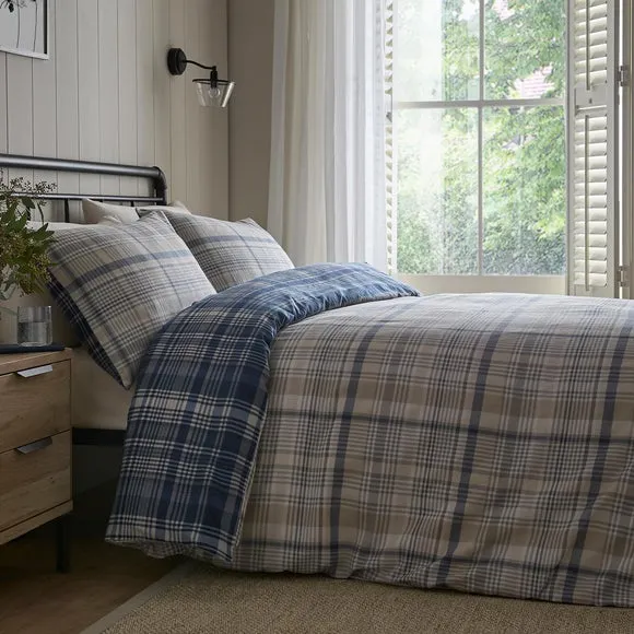 Dreams & Drapes Bennet Check 100% Cotton Duvet Cover & Pillowcase Set 1