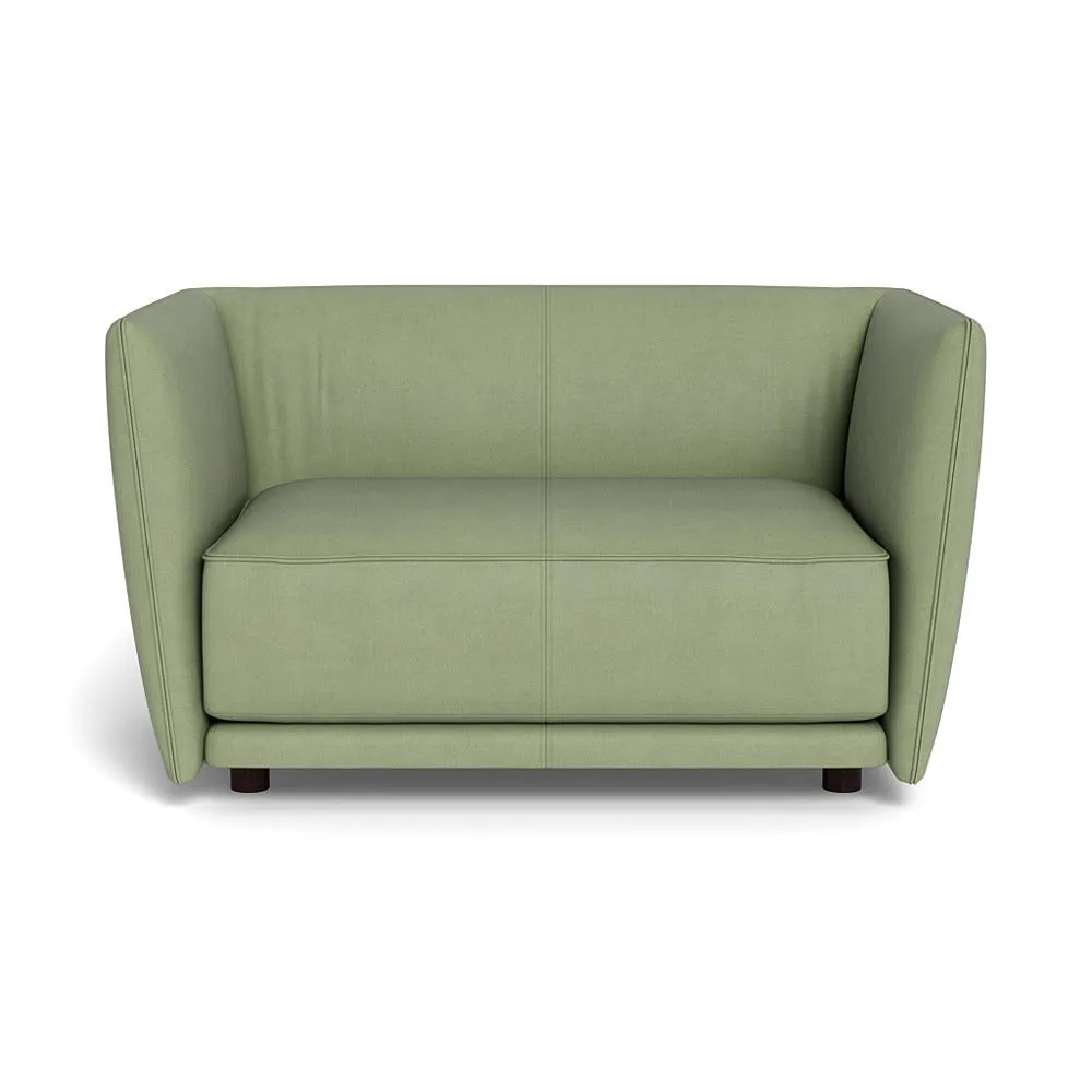 Heal's Valley Loveseat Siena Cotton Pistachio Walnut Stained Feet