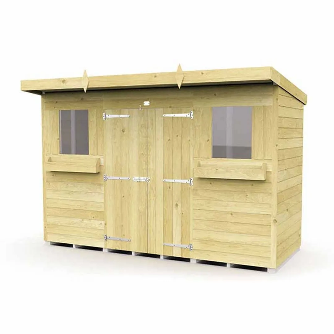 Buttercup Farm 10 x 4 Feet Pent Summer Shed - Wood - L118 x W302 x H201 cm in Brown