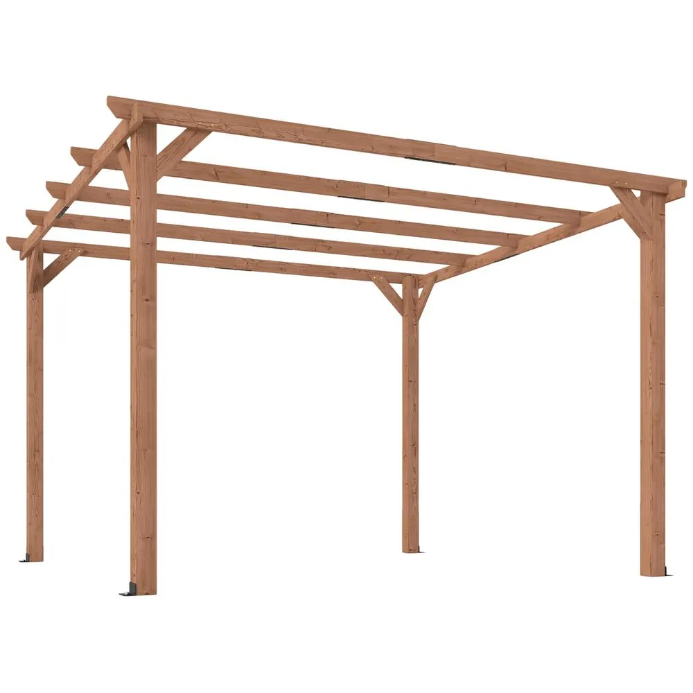 OUTSUNNY 3x3 m Garden Wooden Pergola Gazebo Grape Trellis, Maple Wood-effect in Natural