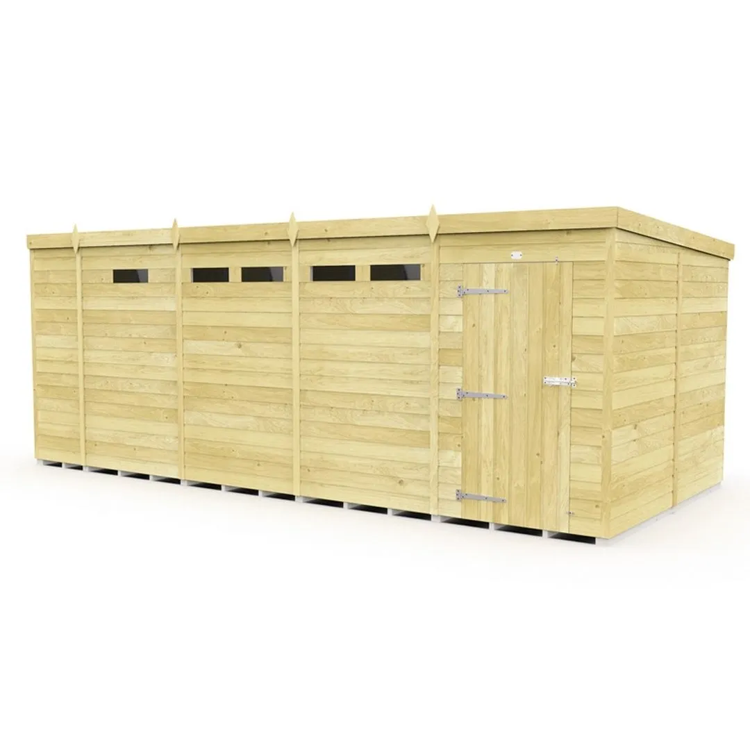 Buttercup Farm 17 x 8 Feet Pent Security Shed - Single Door - L231 x W492 x H201 cm in Brown