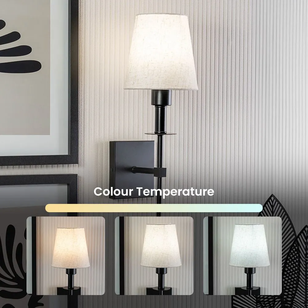 ValueLights Kincaid Set of 2 Rechargeable Easy Fit Dimmable Remote Control Wall Light with Shade in Black 4