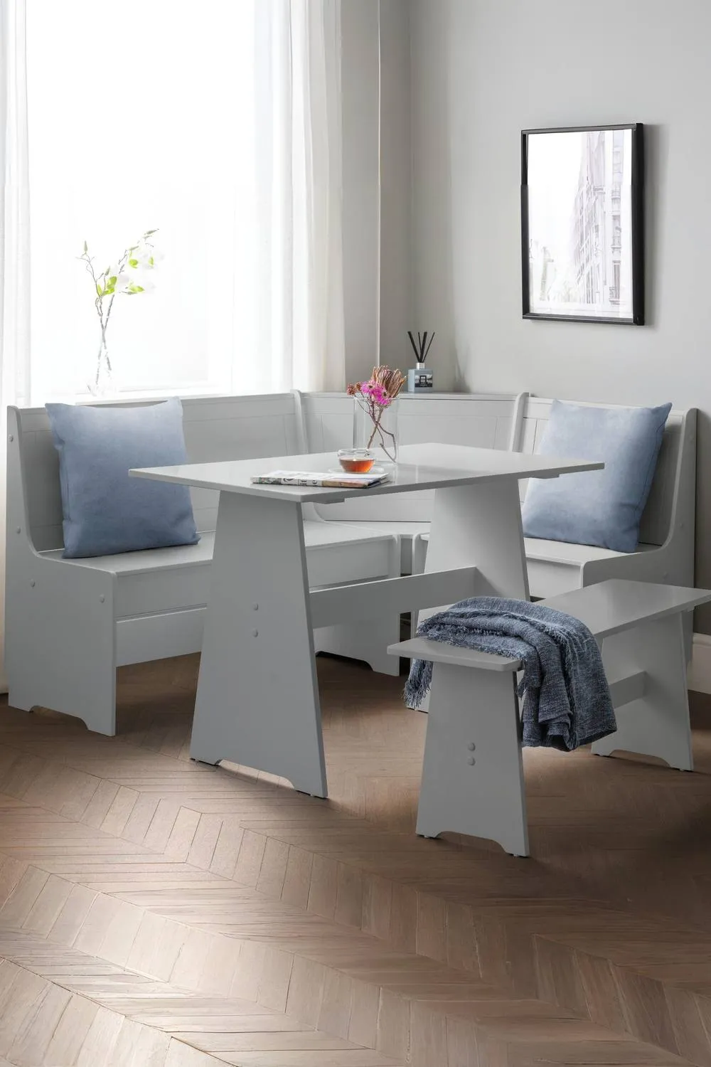 Julian Bowen Newport Corner 5 Seater Dining Set with Storage Bench in Grey 3