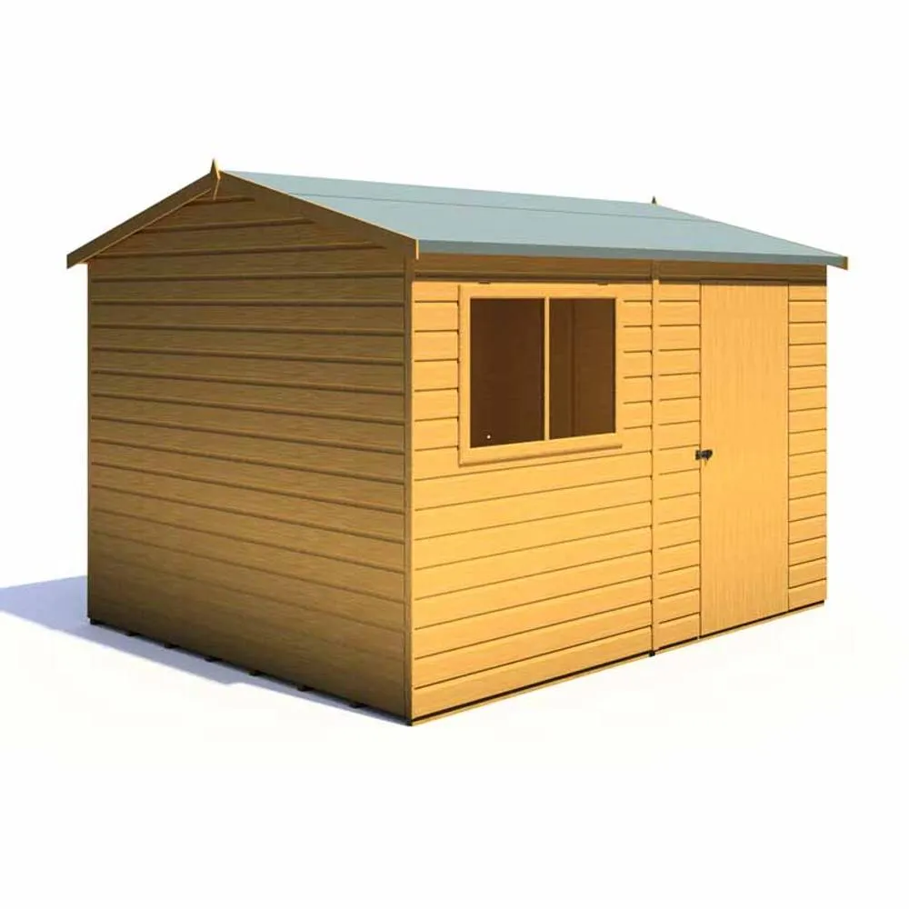 Shires Lewis 10 x 8 Feet Single Door Reverse Apex Style C Shed in Brown 3