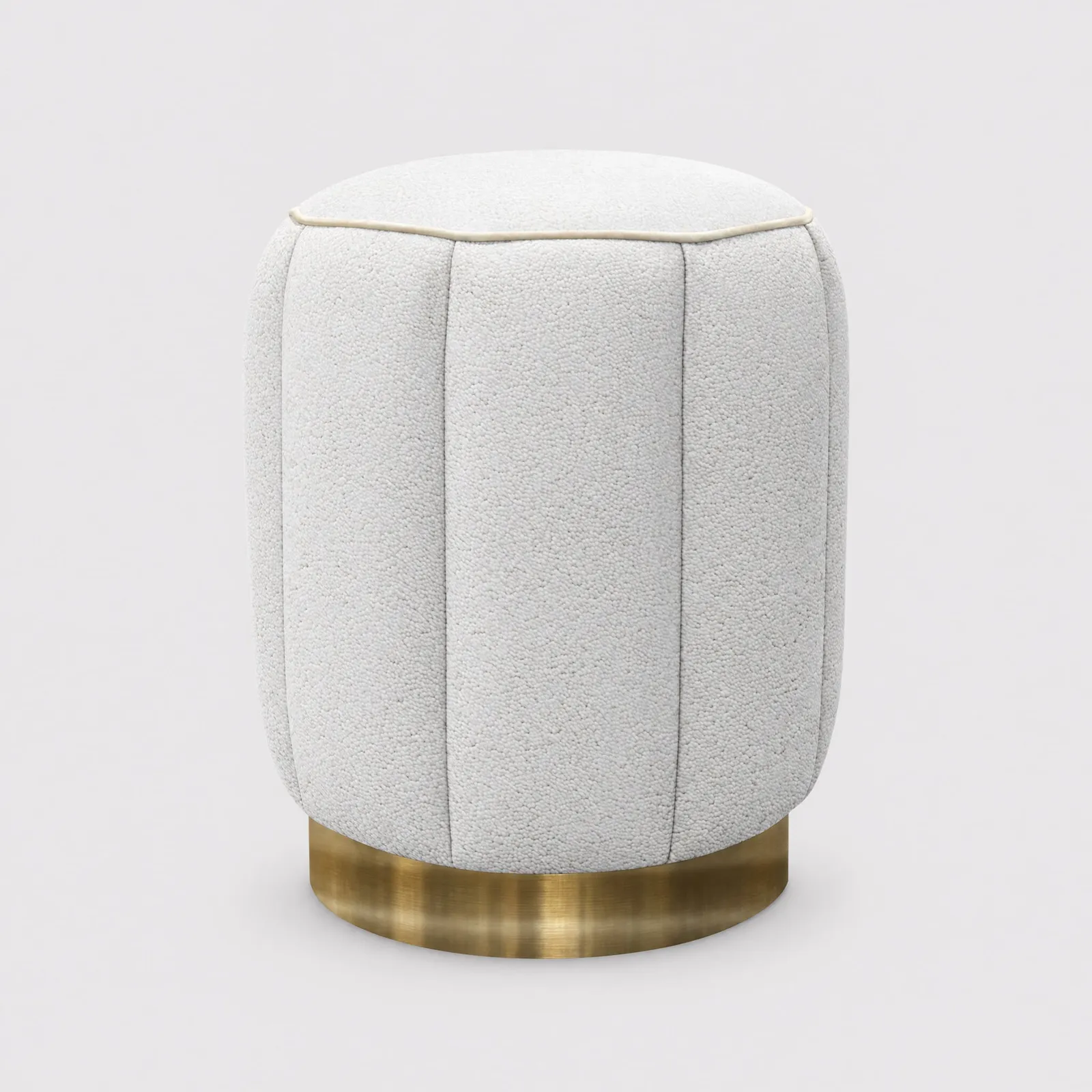 Cumulo Small Round Stool, White Fabric | Barker & Stonehouse