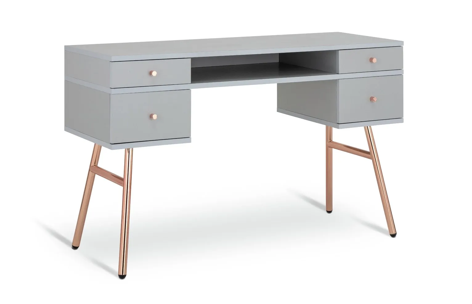 Habitat Valence 4 Drawer Pedestal Desk - Grey & Rose Gold